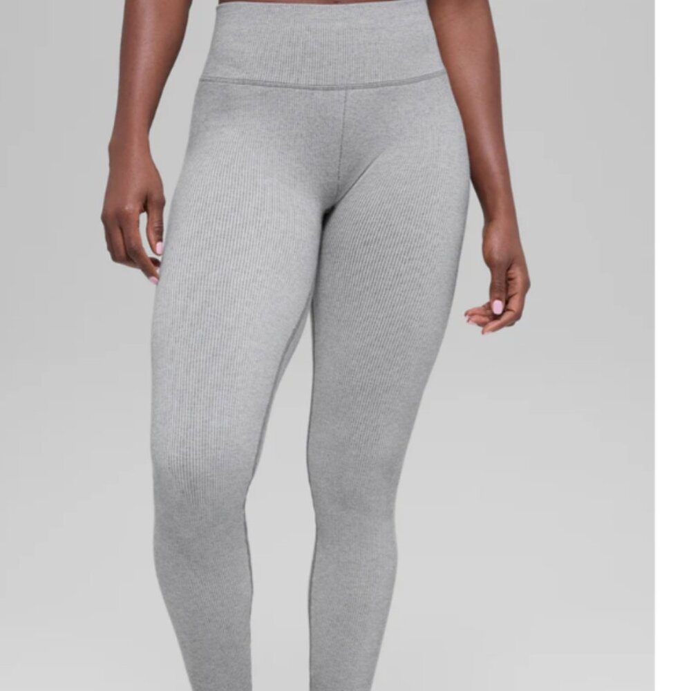Alo Yoga heather grey ribbed leggings, medium, NWT!